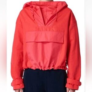 Sweaty Betty Nomad Pullover Jacket Tulip Red/Pink Grapefruit Windbreaker Sz 6